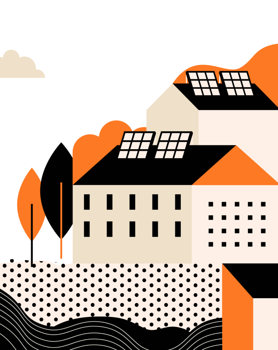 Ilustración de una casa con paneles solares